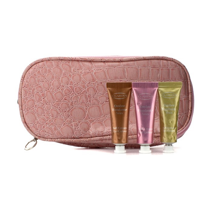 Clarins Soft Cream Eye Color Set (With Double Zip Pink Cosmetic Bag ...