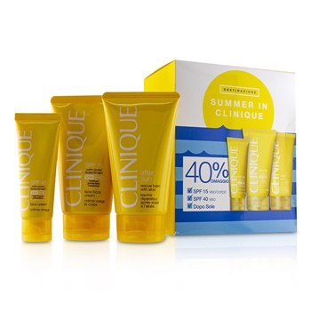 Summer Clinique Coffret: Face Cream SPF 40+ Face/Body Cream SPF15+ After Sun Rescue Aloe (Box Slightly Damaged) - Clinique | F&C Co. USA